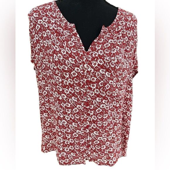 NEW with tags Treasure & Bond split neck button front top with high low hem sz L - Picture 1 of 7